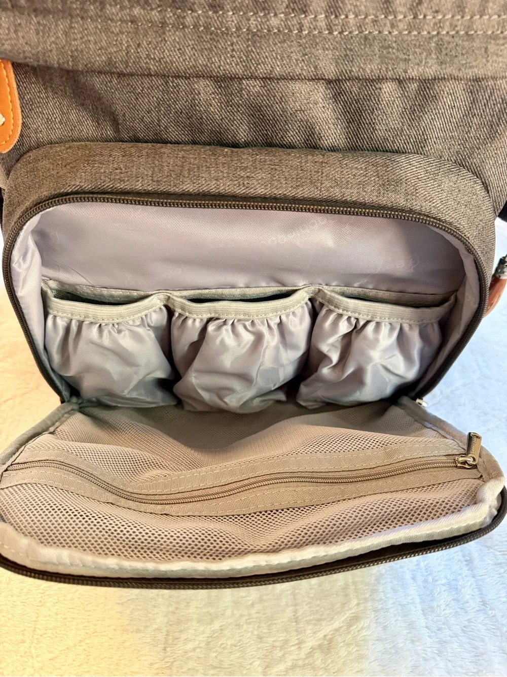 BabbleRoo Gray Diaper Bag Backpack Changing Pad Stroller Straps‎ Pacifier Case